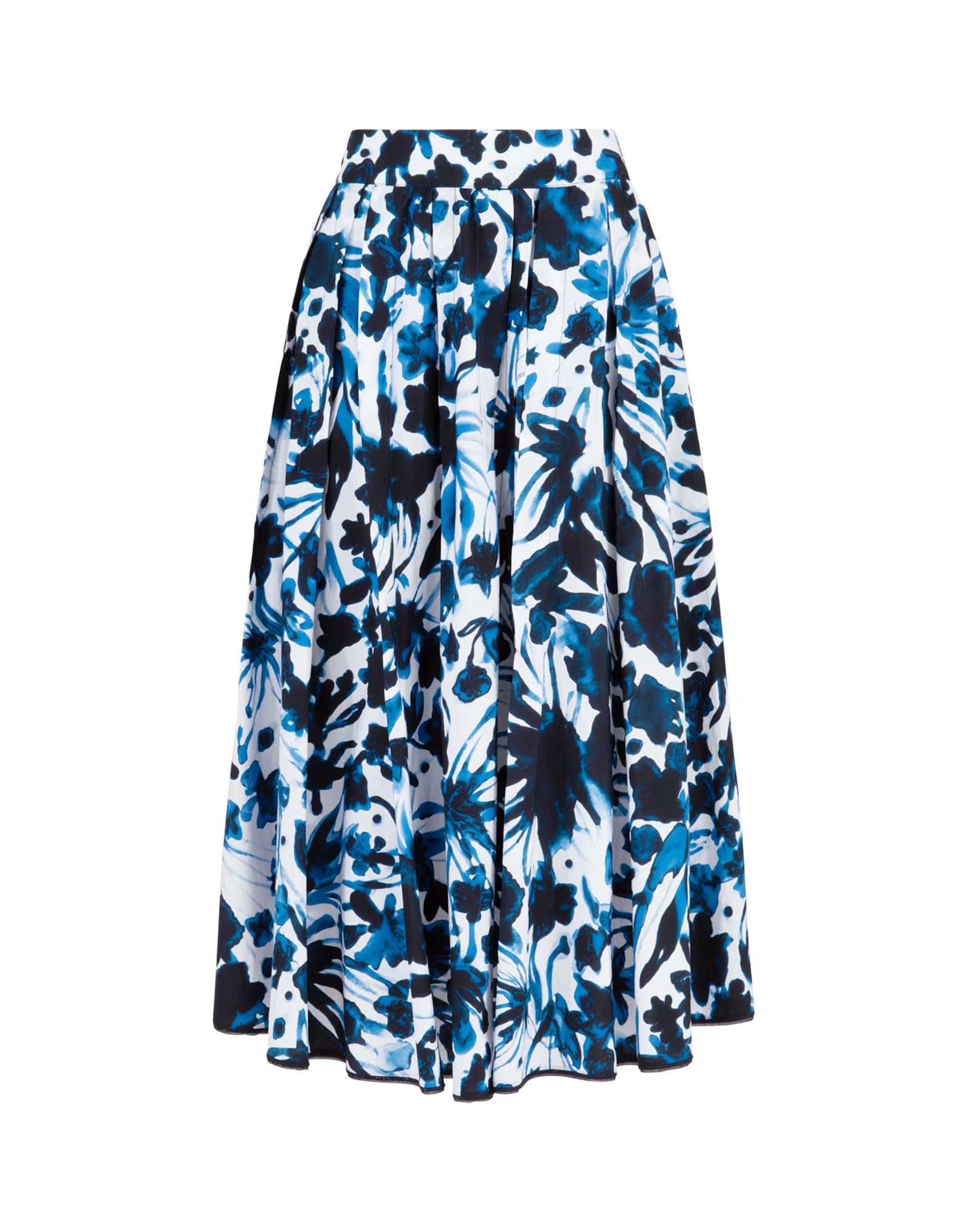 Swing Midi pleated skirt with blue floral print