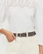 Kip Brown Suede Rhinestone Belt