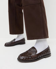 Rachel Woven Leather Loafer Brown