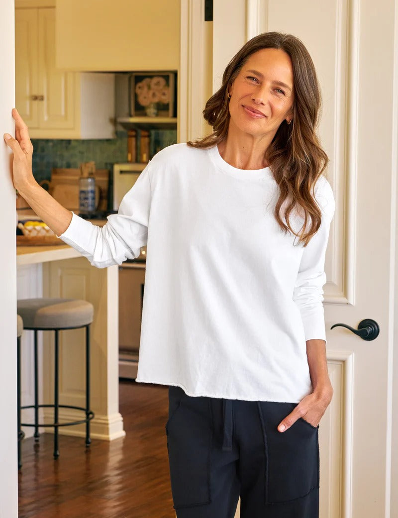 Quinn Crew Long-Sleeve White