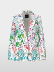 Trendy blazer with all-over leaf motif