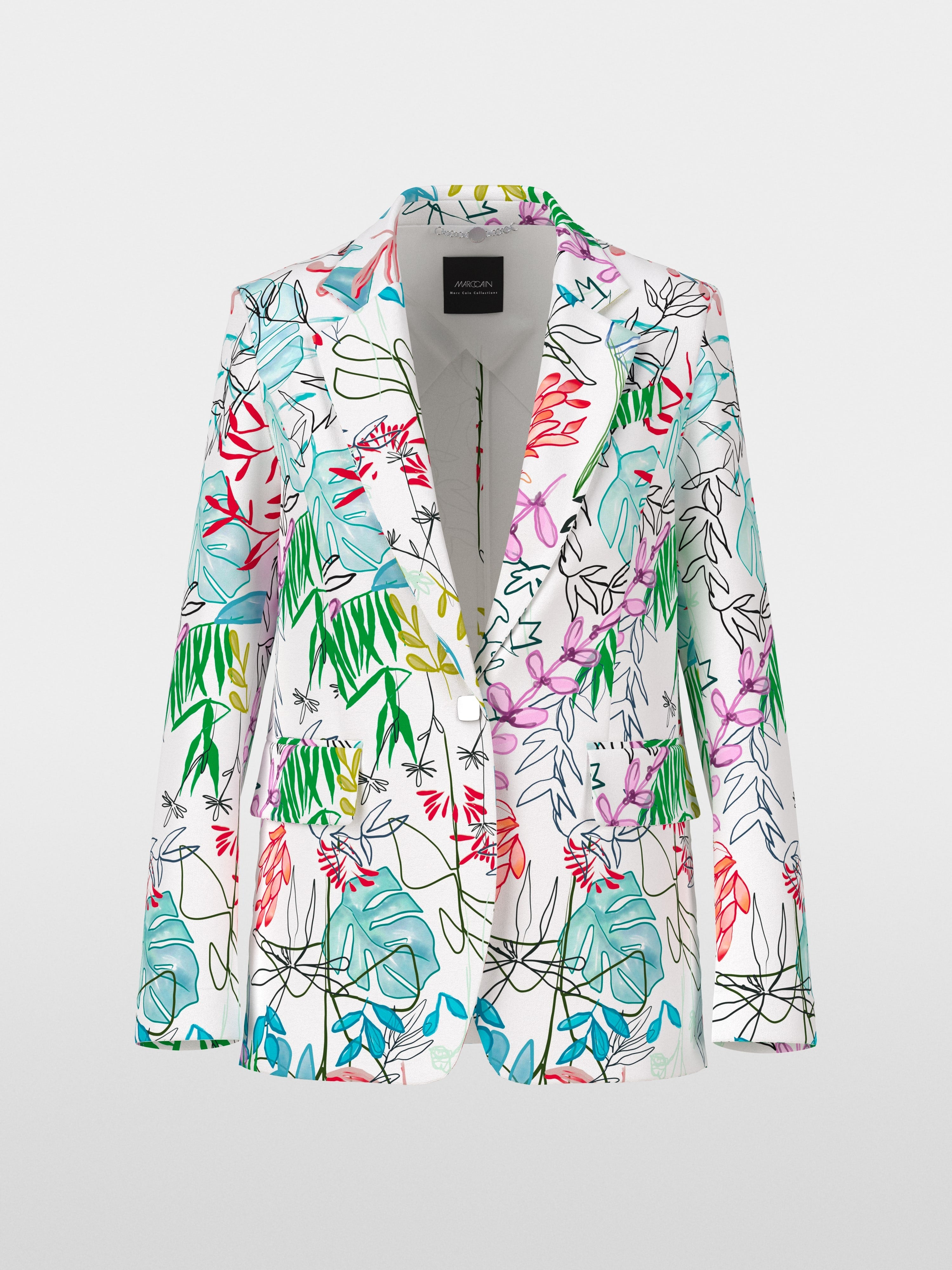 Trendy blazer with all-over leaf motif