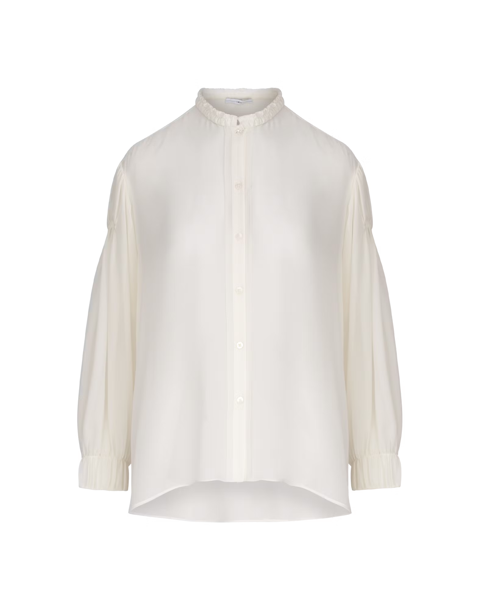 Jasmin Ivory sheer silk shirt with ruching