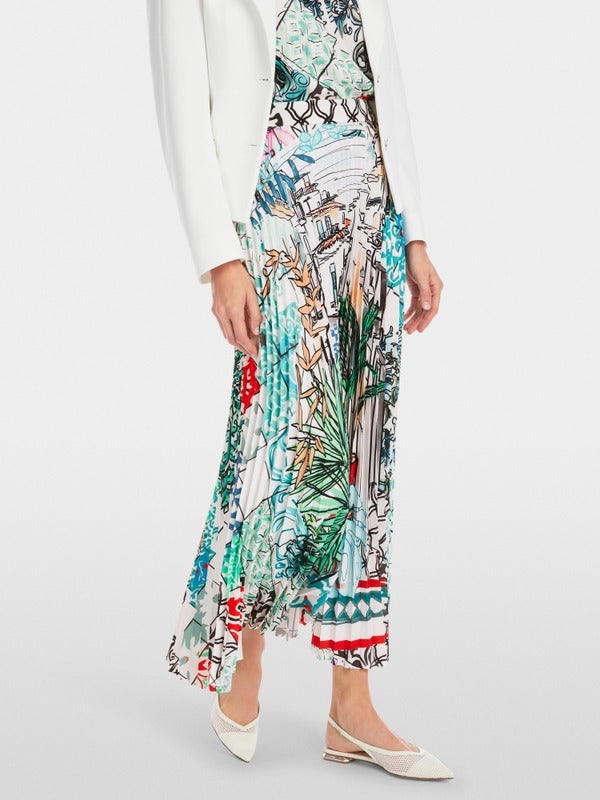 Pleated midi skirt with print