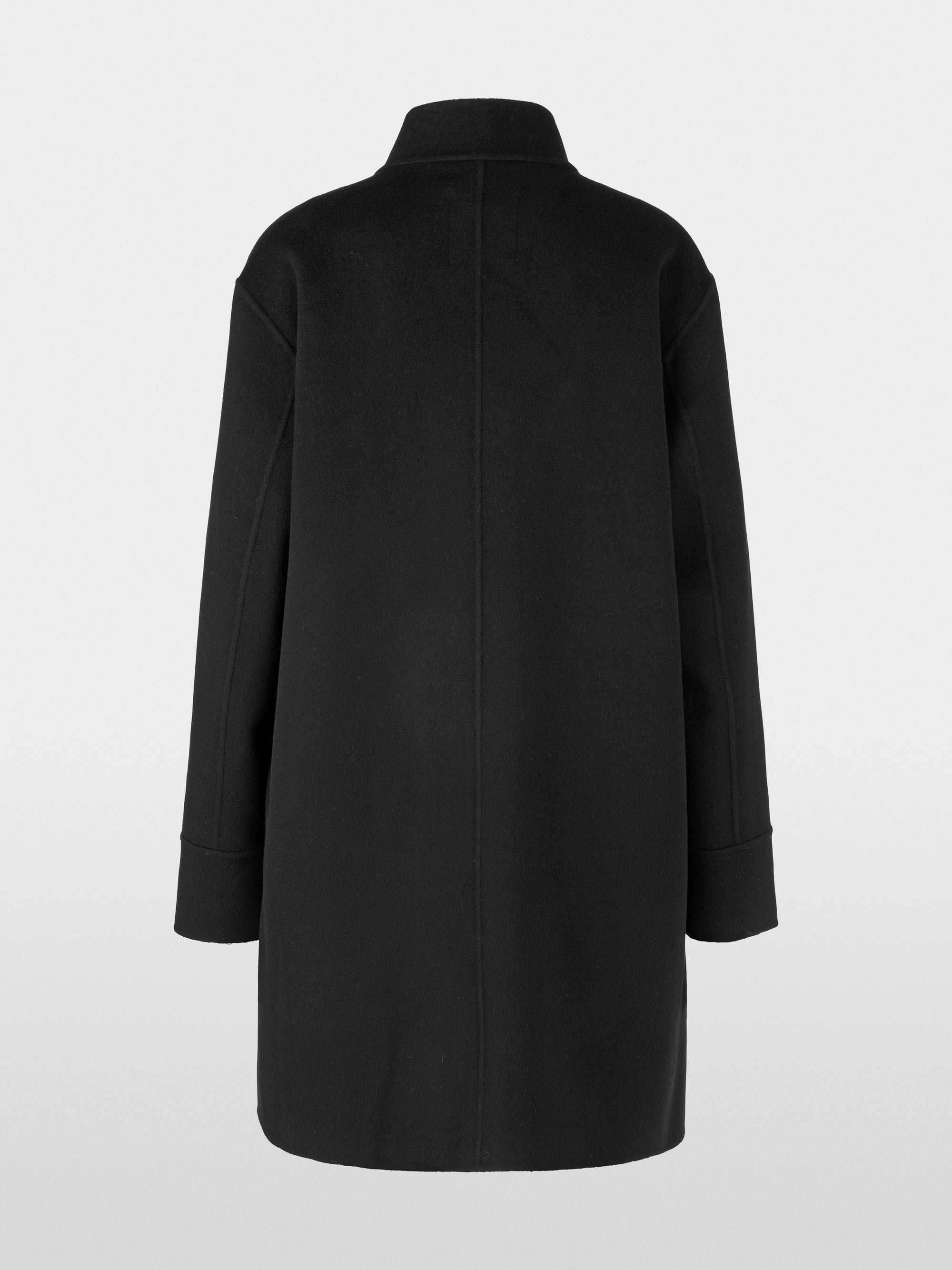 Quilted Wool Blend Coat Black