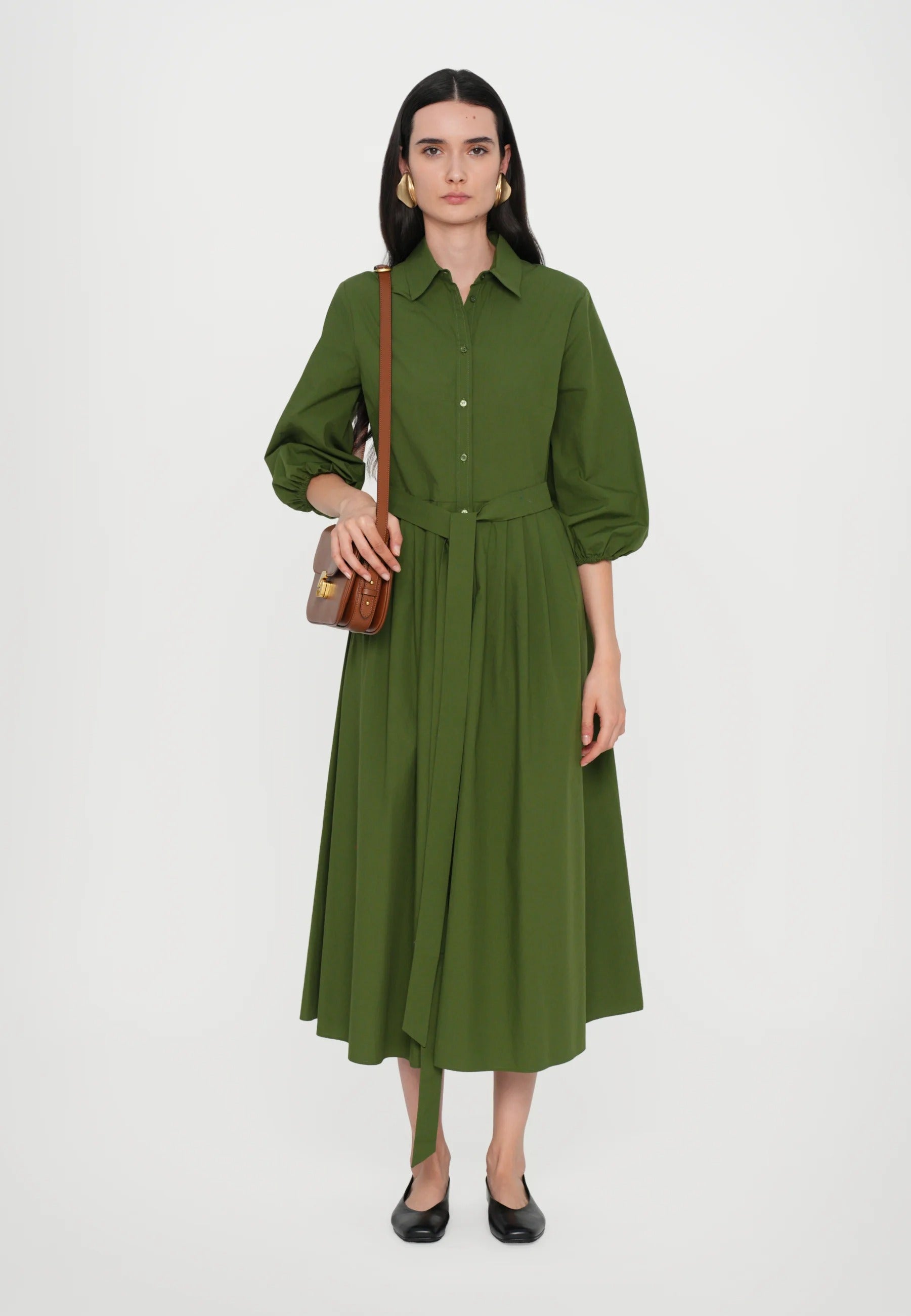 Kentia Dark Green Shirt Dress