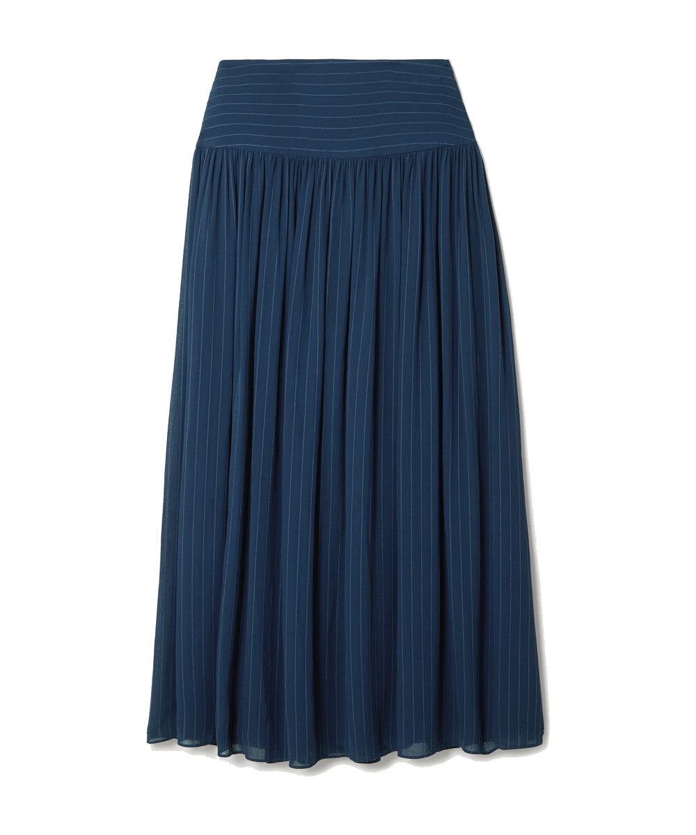 JOSEPH Santos Gathered Crepe Midi Skirt Blue