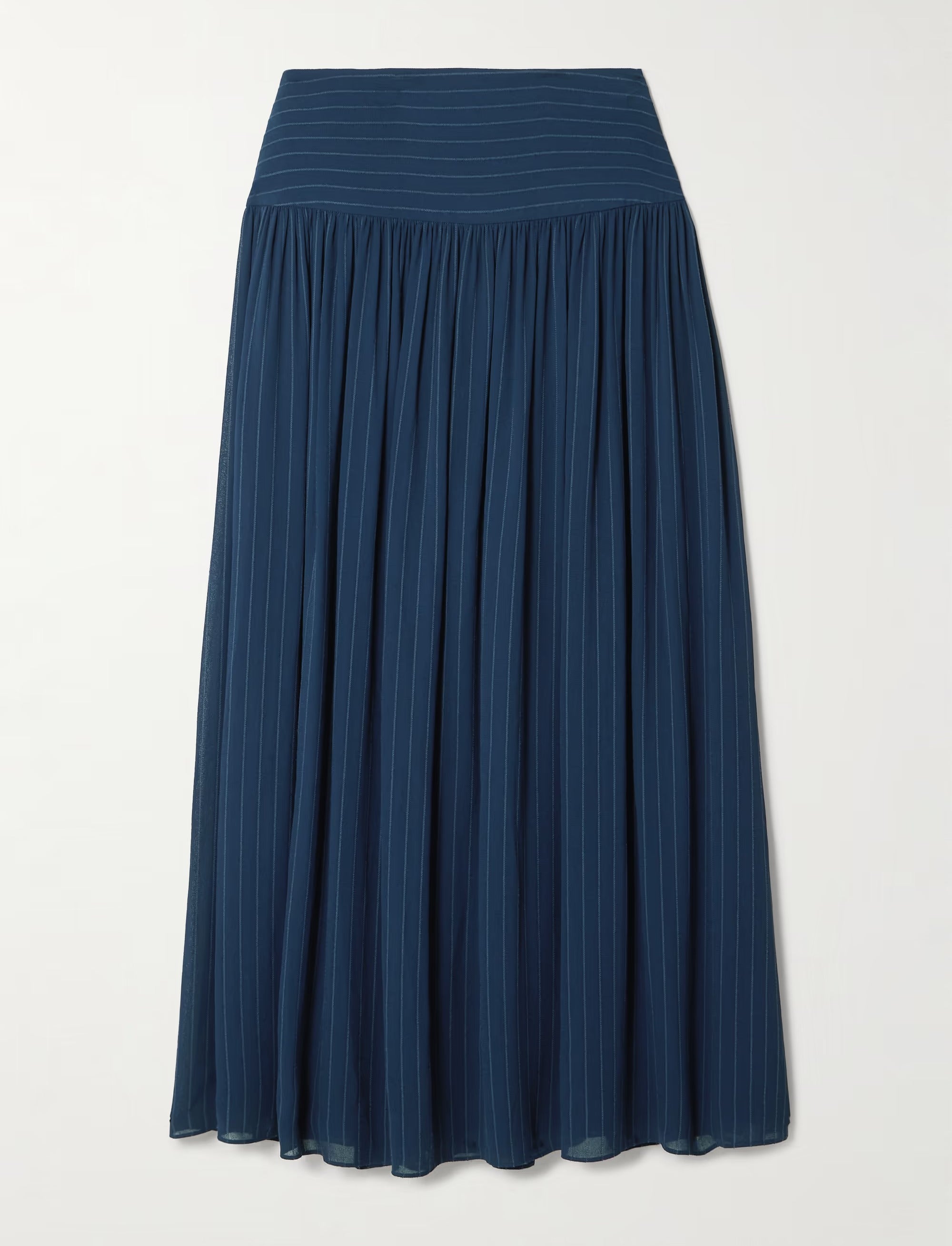 JOSEPH Santos Gathered Crepe Midi Skirt Blue