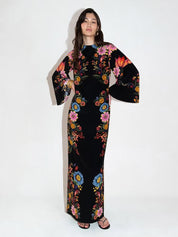 Finley Silk Crepe Dress Black Floral Printed