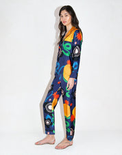 Eden Trouser Silk Twill Navy Print
