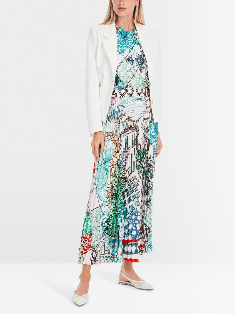 Pleated midi skirt with print