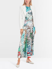 Pleated midi skirt with print
