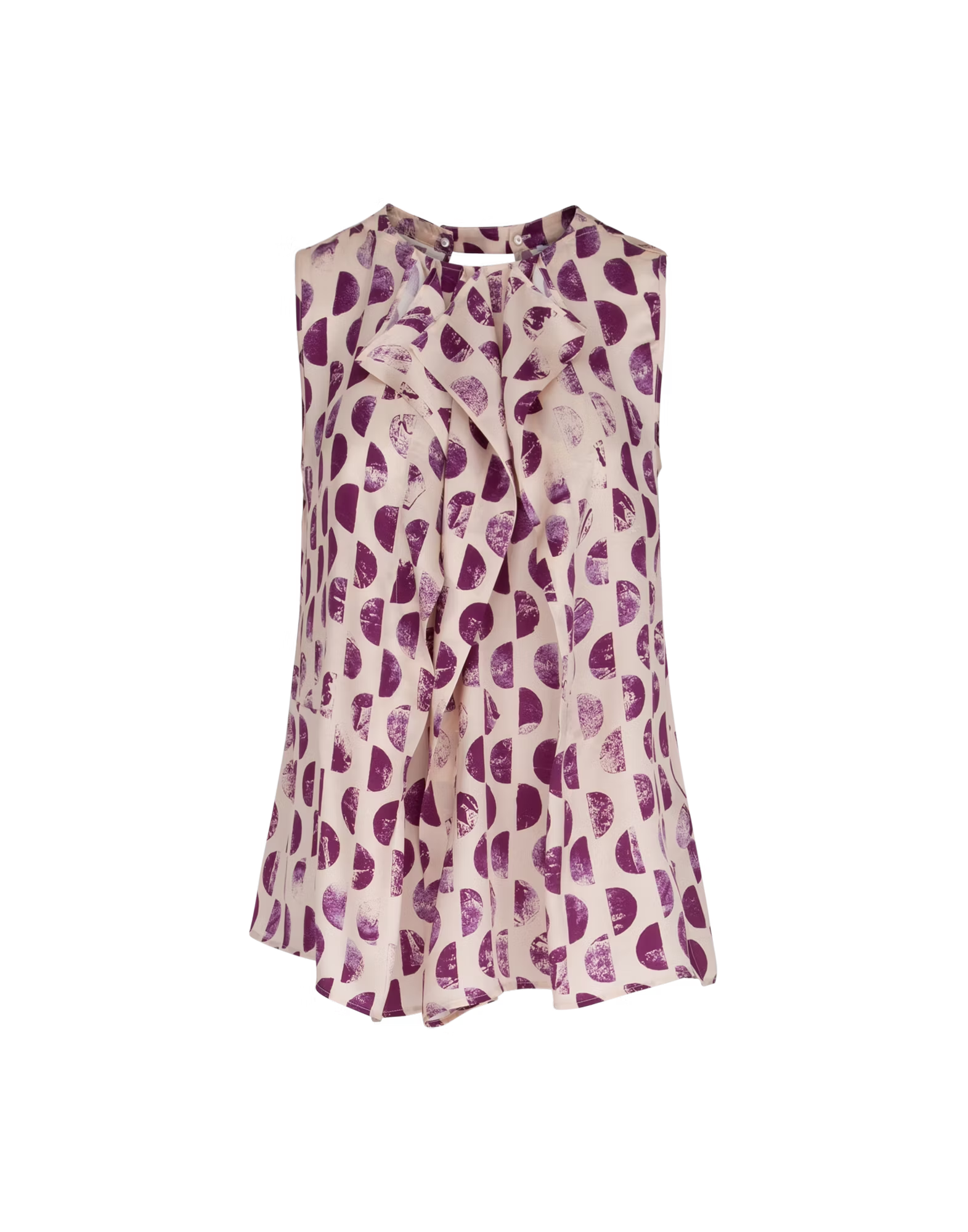 So & So Silk satin fuchsia top with cream polka dots
