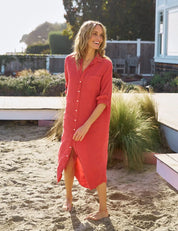 Rory Linen Shirtdress Red