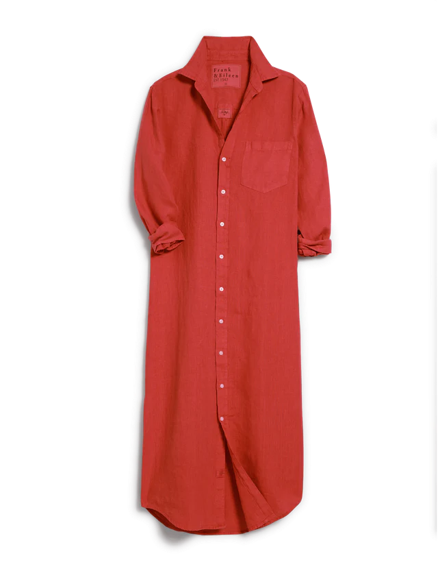 Rory Linen Shirtdress Red