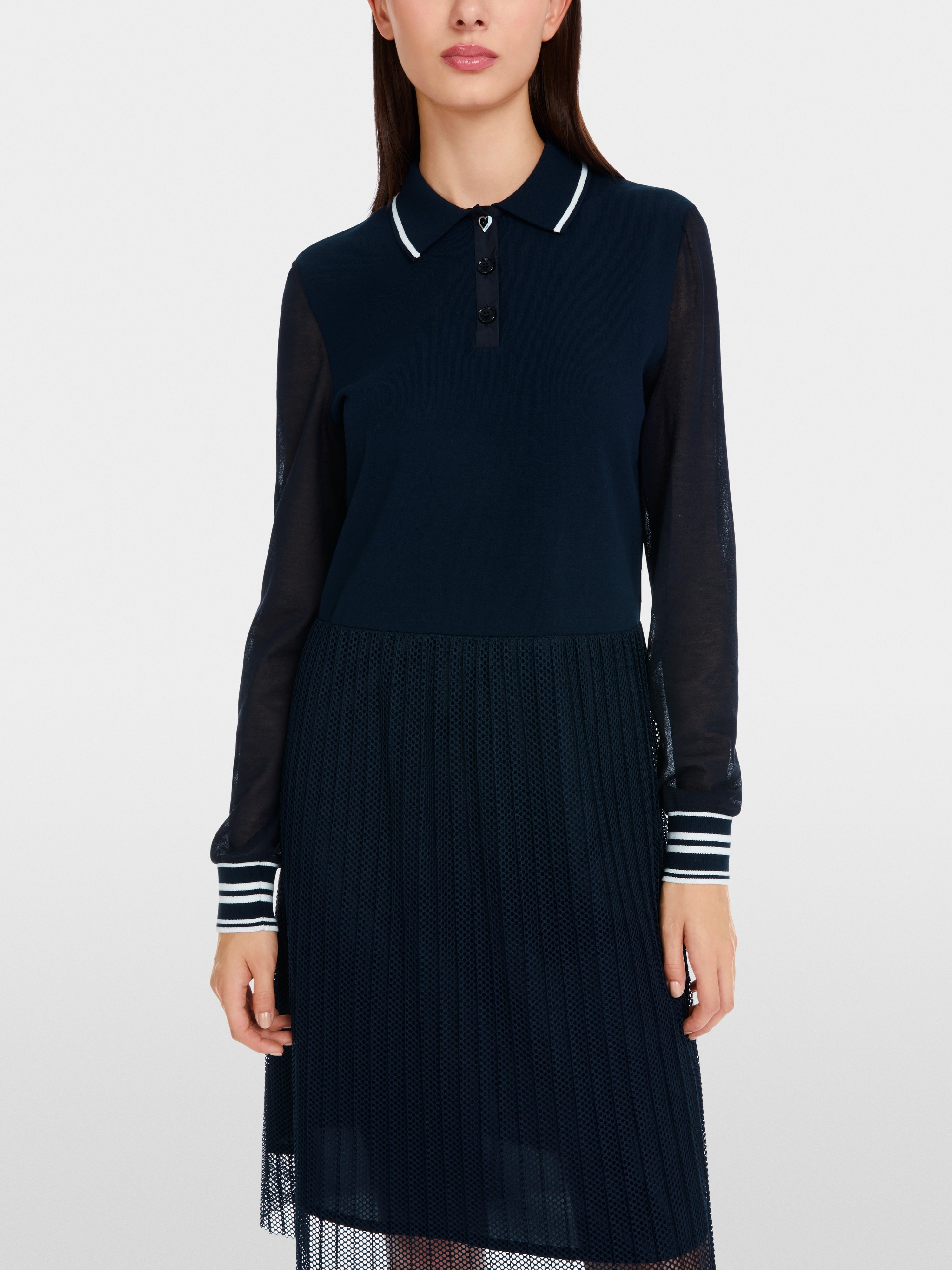 Navy Mixed fabric dress