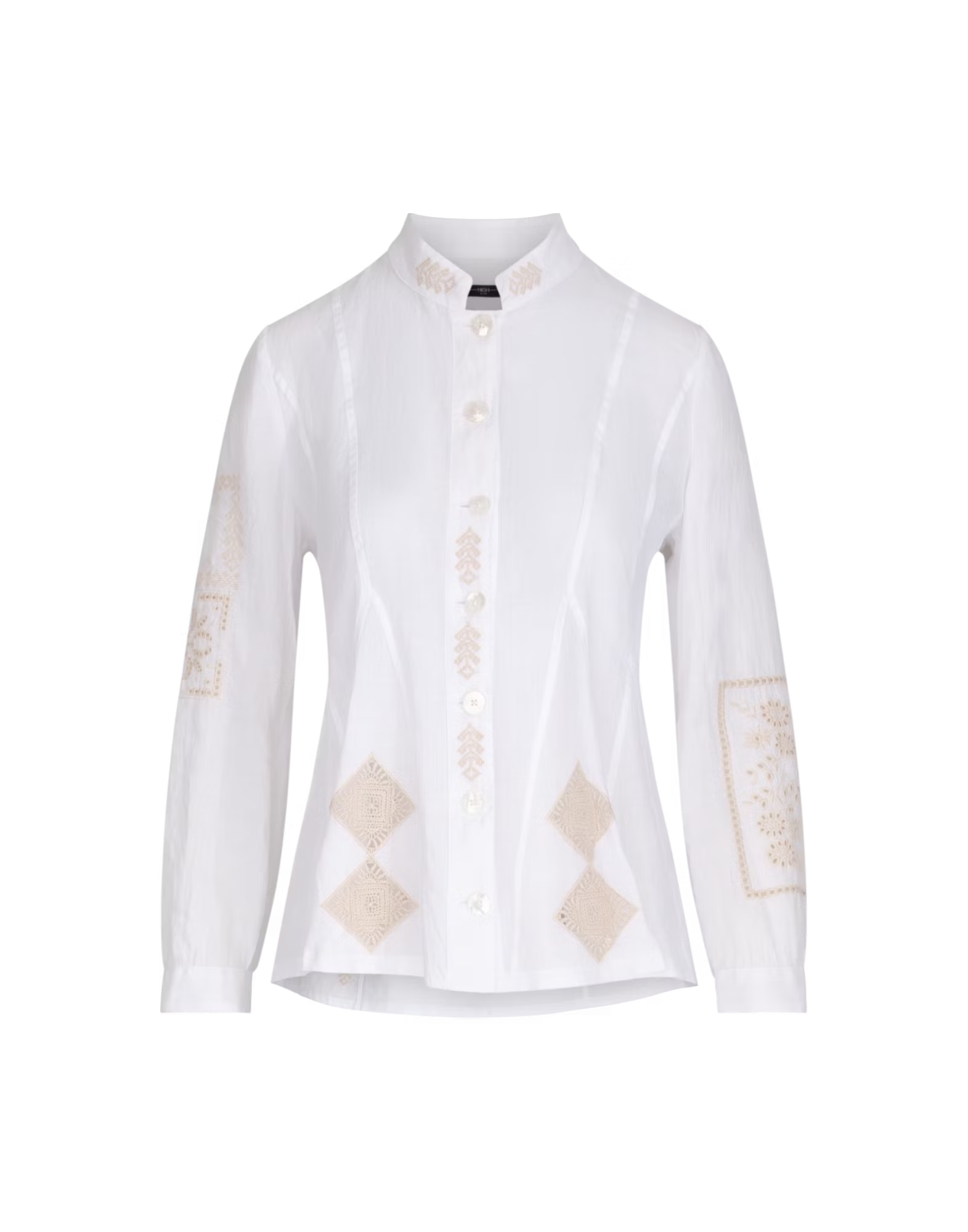 Sequential Ecru ramiè jacket with embroidery