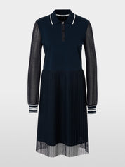 Navy Mixed fabric dress