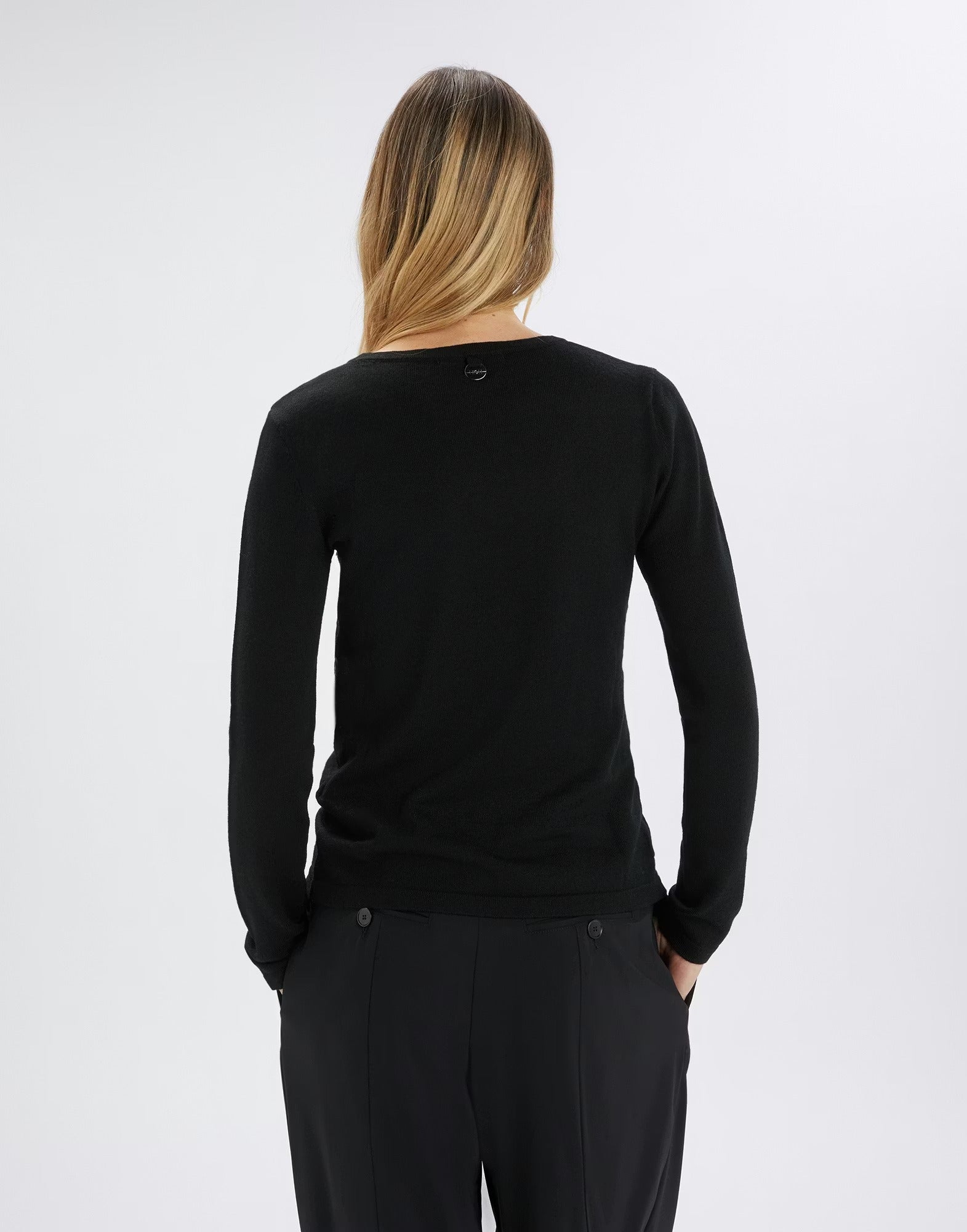 Phoenix Black wool-blend sweater with front ruching