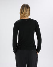Phoenix Black wool-blend sweater with front ruching