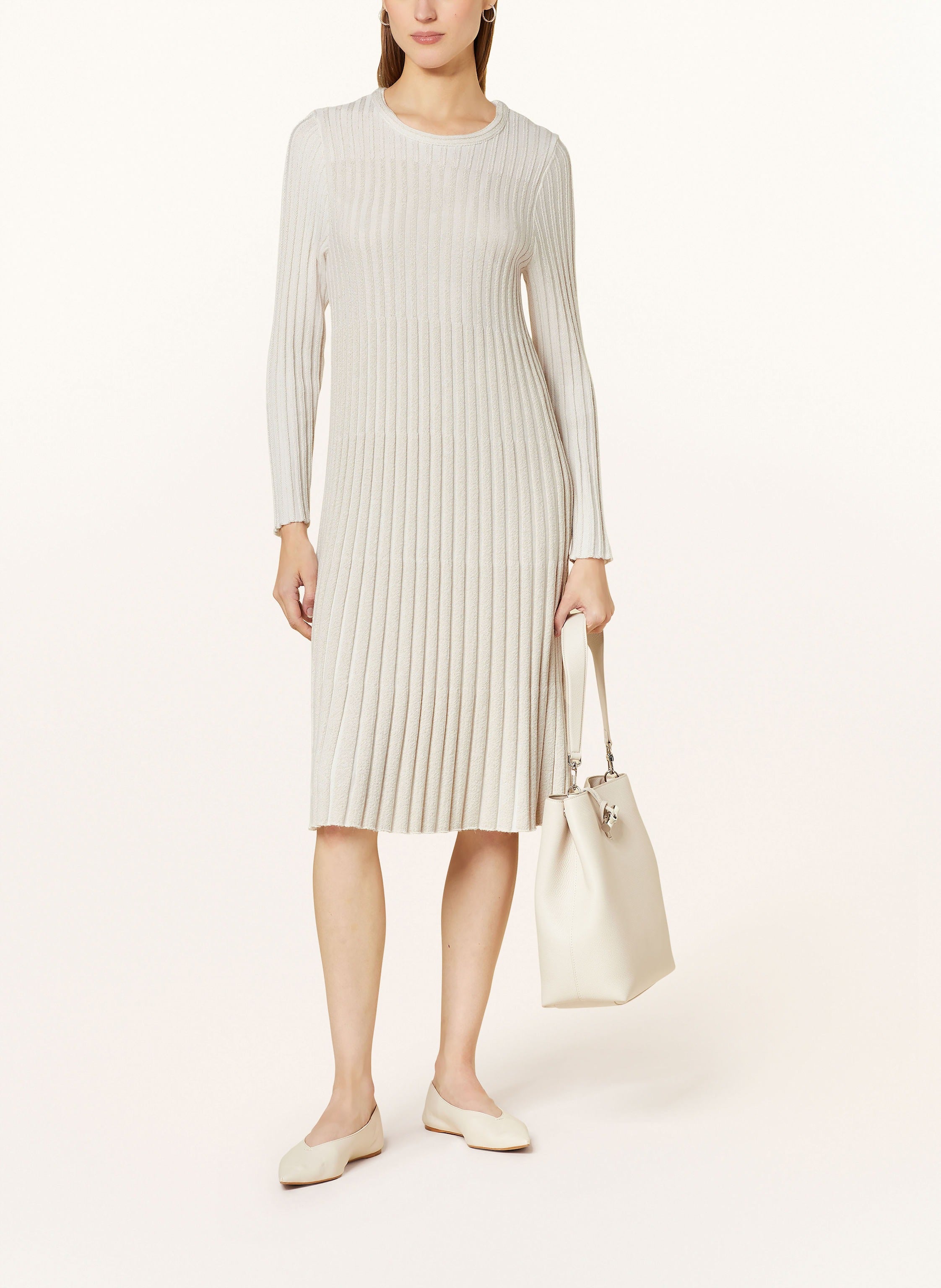Knitted Dress with glitter thread off White