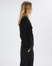 Phoenix Black wool-blend sweater with front ruching