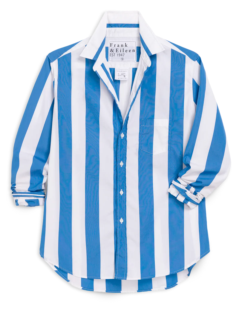 Eileen Relaxed Button-Up Shirt Wide Blue Stripe