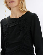 Phoenix Black wool-blend sweater with front ruching