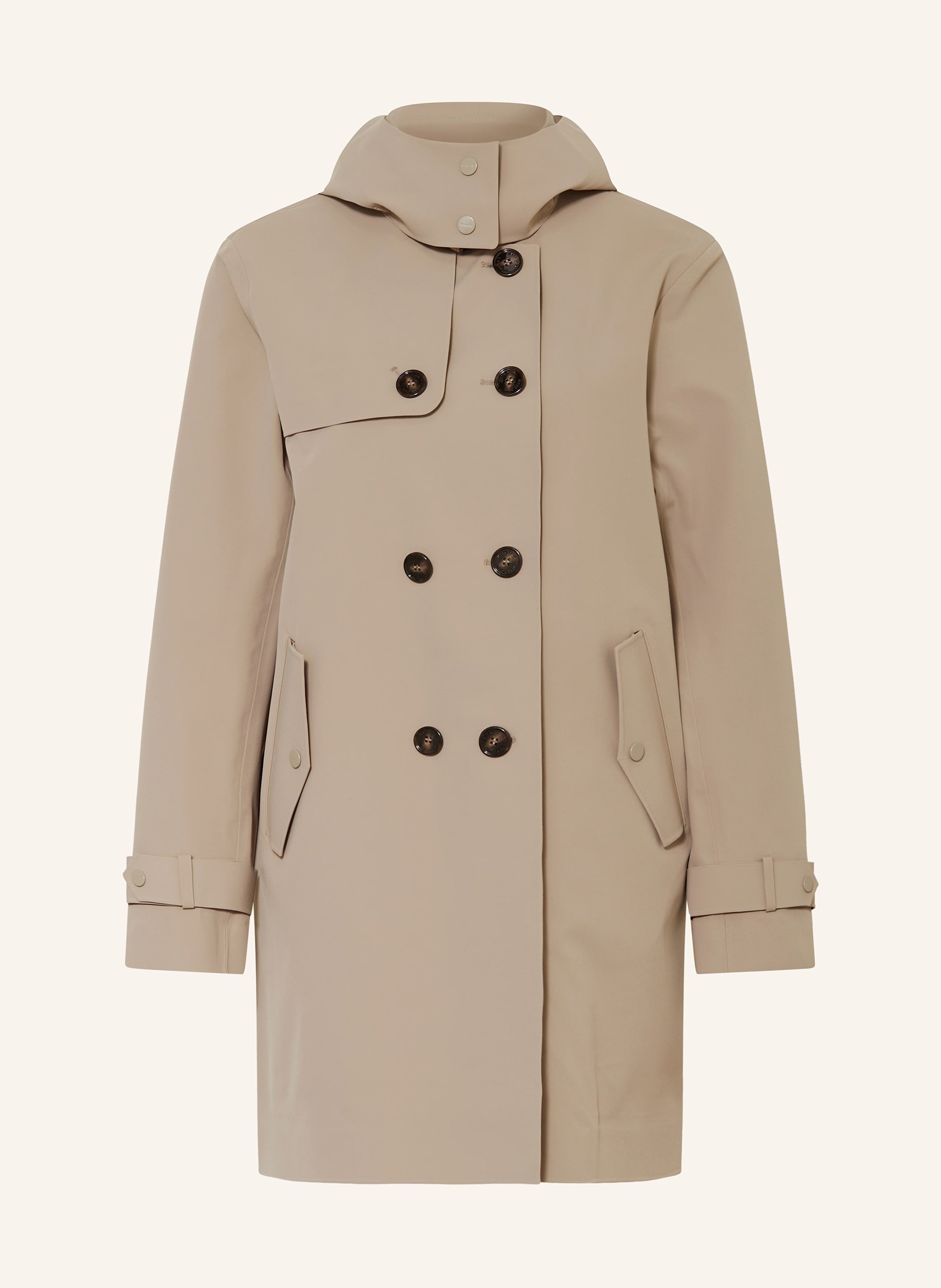 Trench coat with detachable hood sage