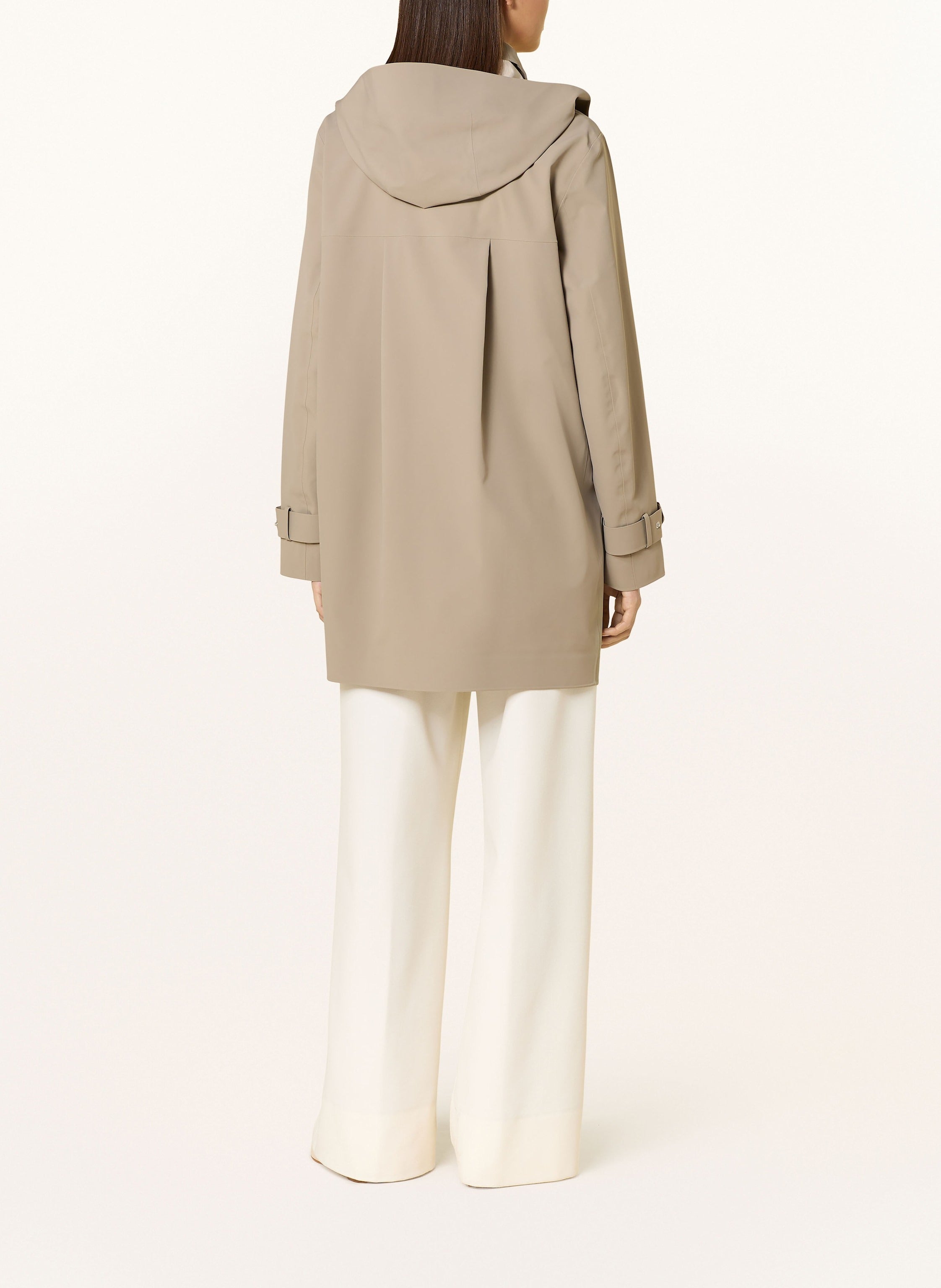 Trench coat with detachable hood sage