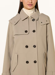 Trench coat with detachable hood sage