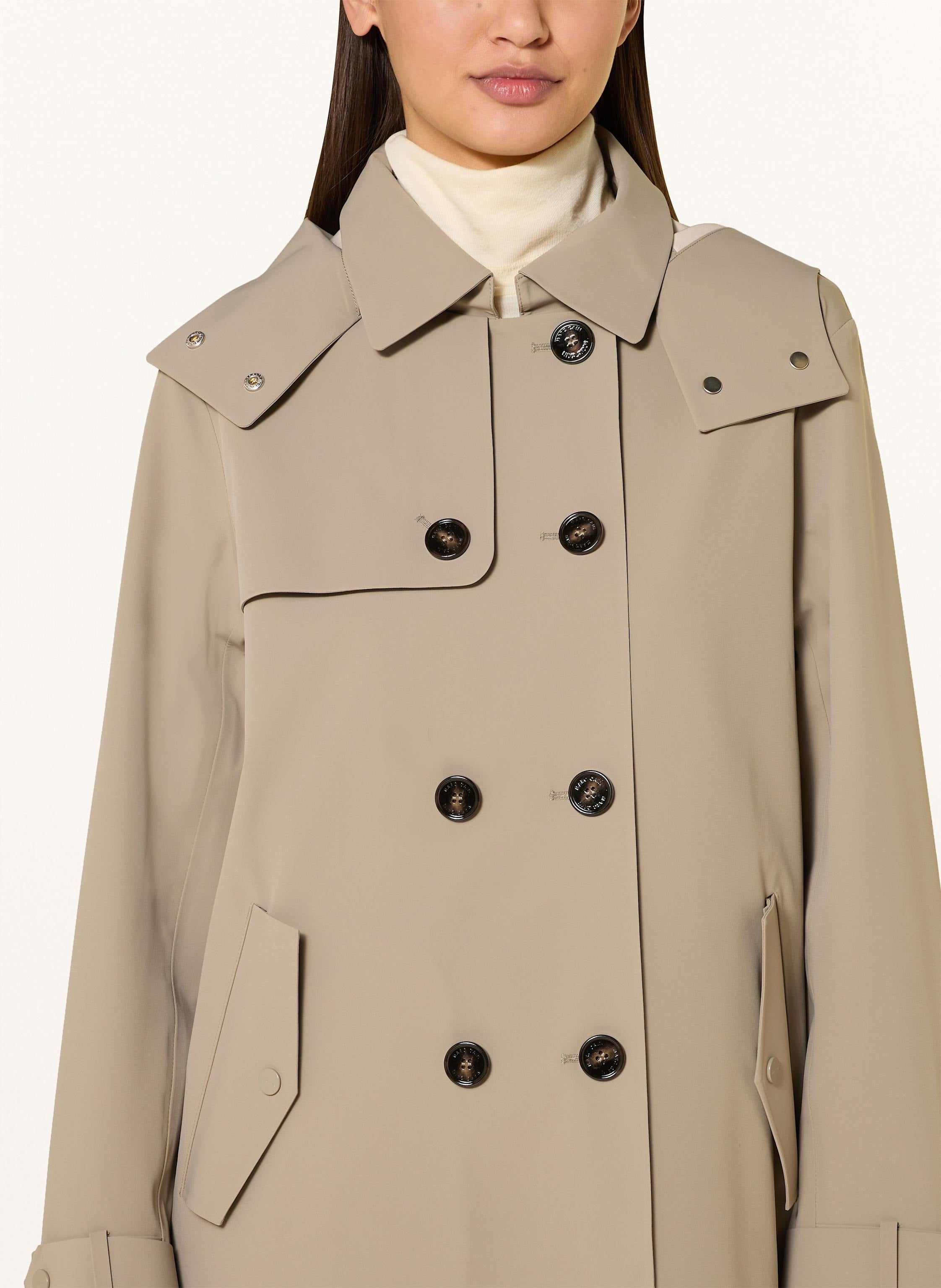 Trench coat with detachable hood sage