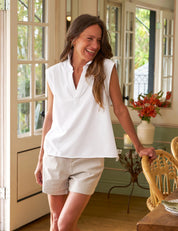 Olivia - Popover Collar Tank White