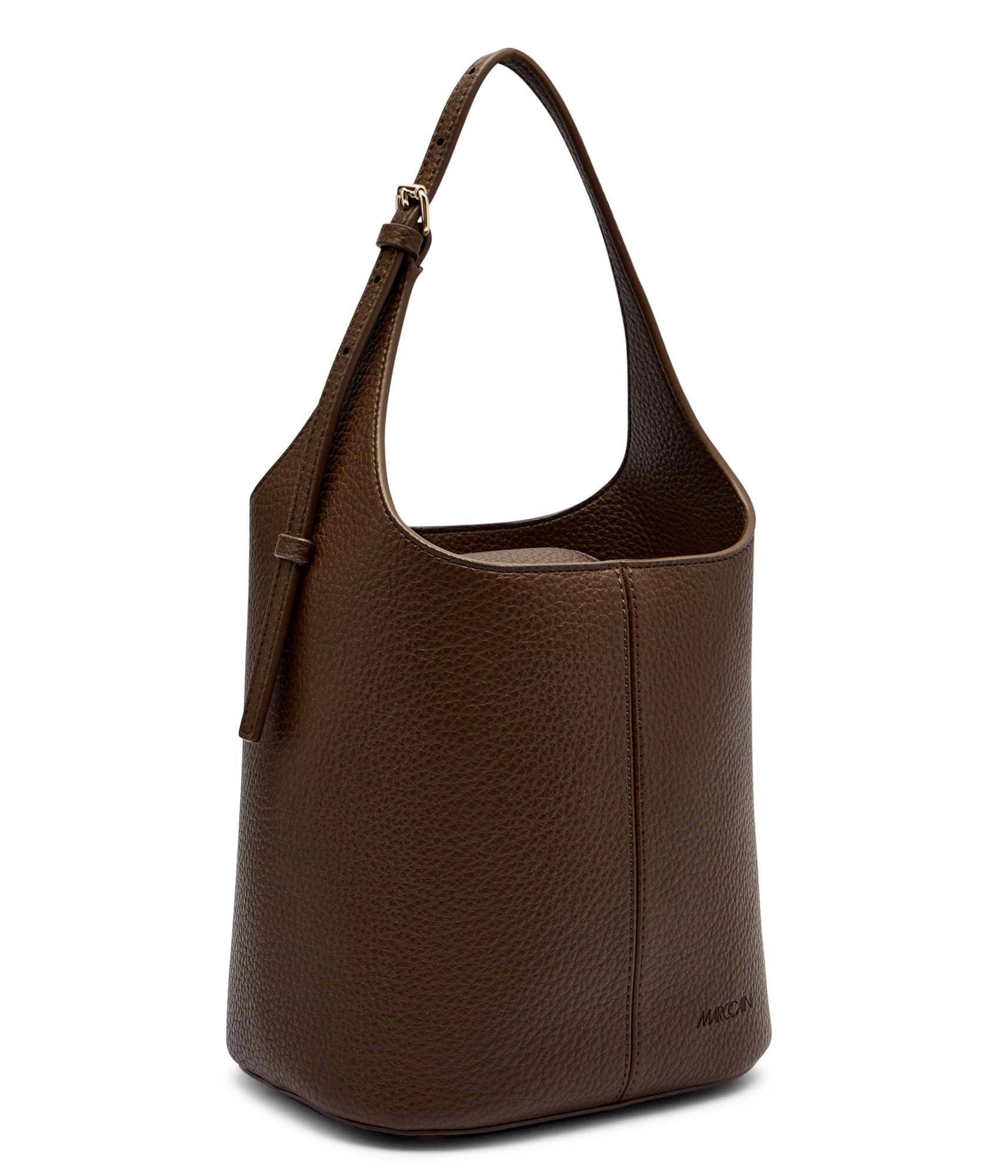 Faux Leather Satchel Bag Dark Wood