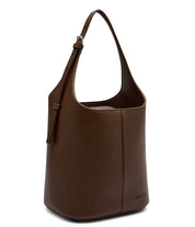 Faux Leather Satchel Bag Dark Wood