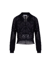Appeal Embroidered navy blue silk–lyocell cardigan