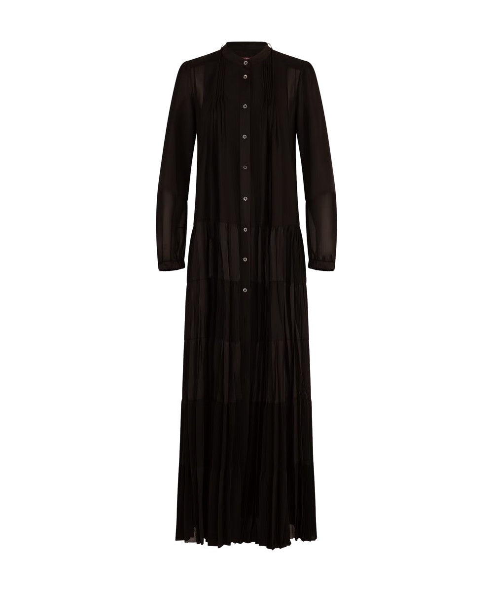 High Everyday Couture Maiden Long Black Technical Satin Shirtdress