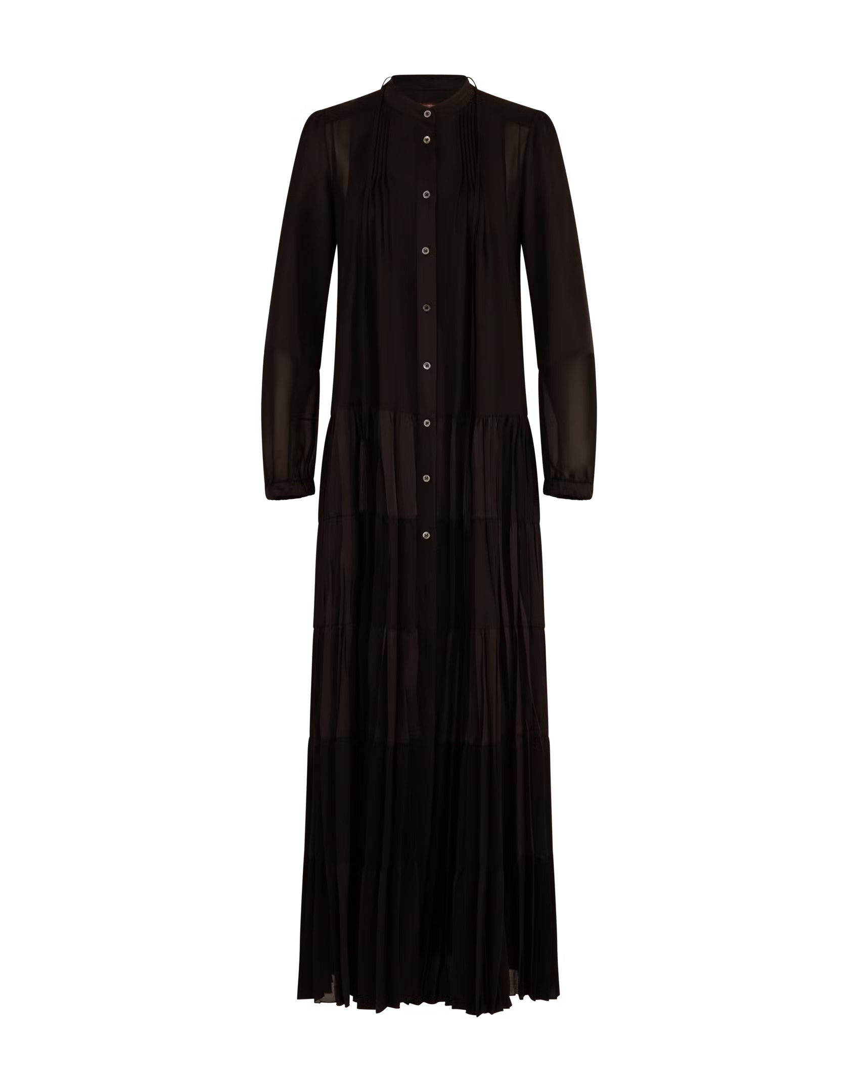 High Everyday Couture Maiden Long Black Technical Satin Shirtdress