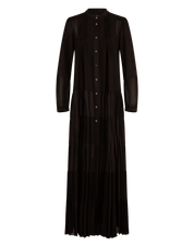 Maiden Long black technical satin shirt dress