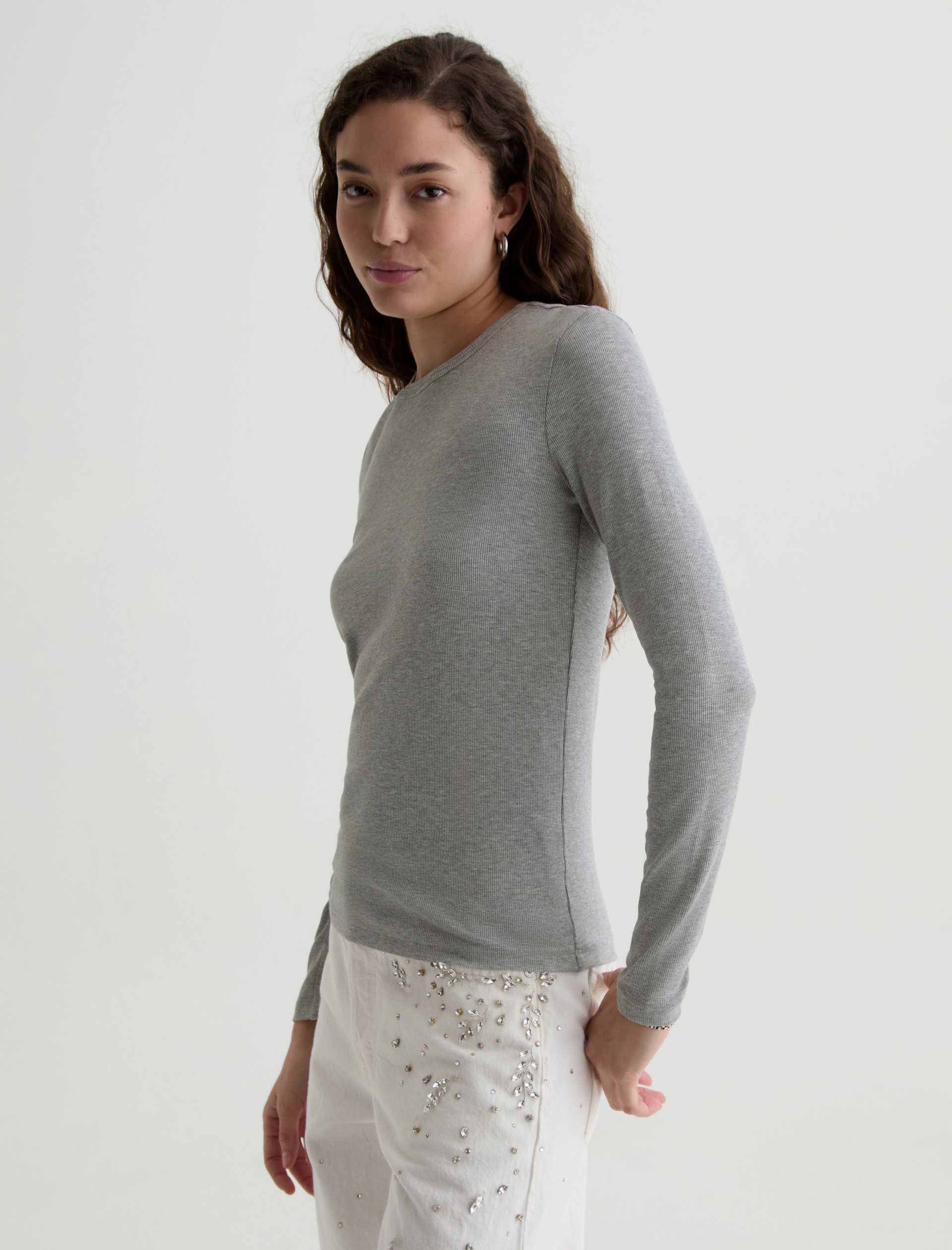 Julia Long-Sleeve Top Heather Grey