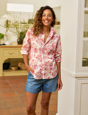 Eileen Relaxed Button-Up Shirt Neon Florals