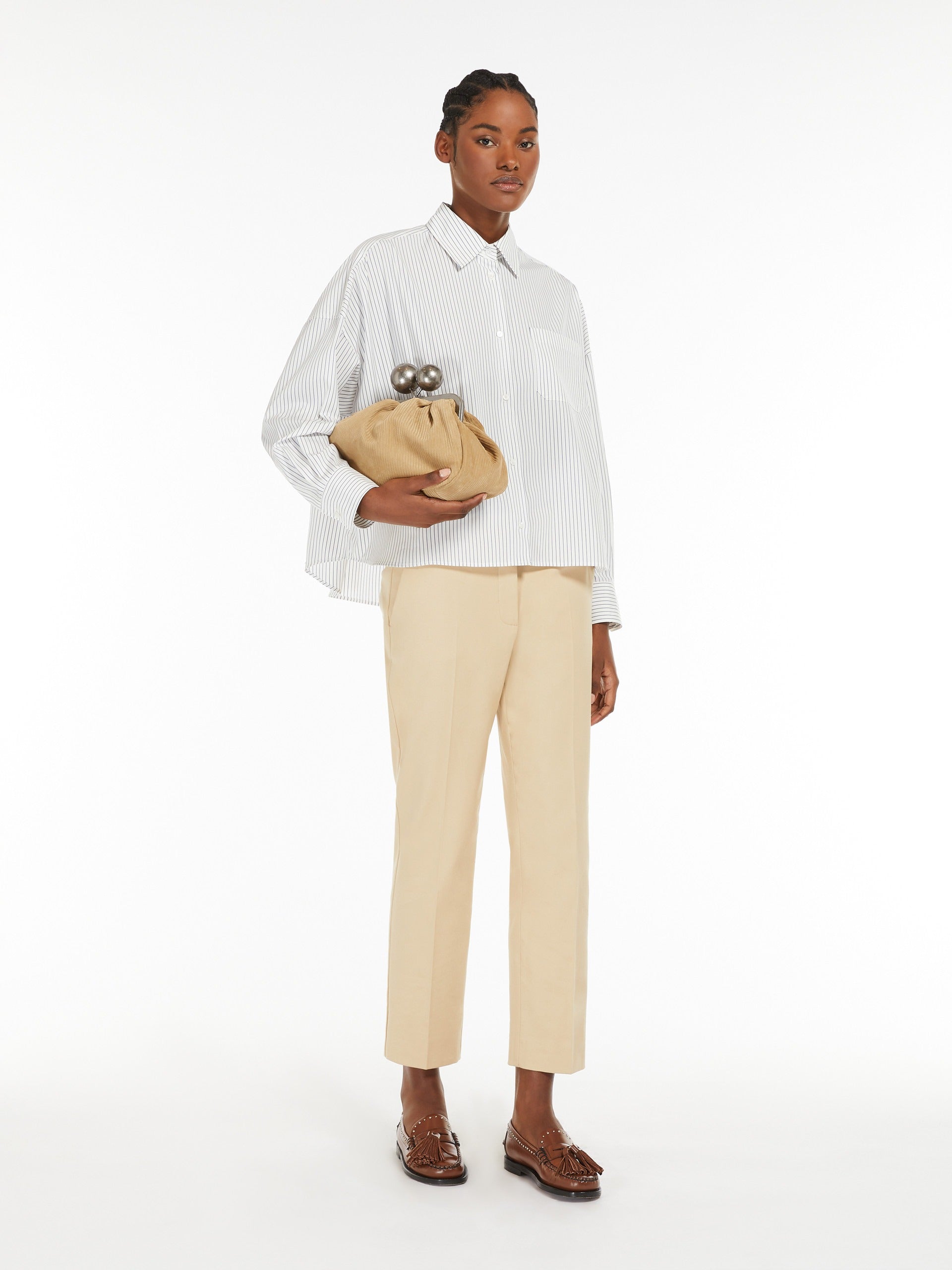 Stretch cotton cigarette trousers