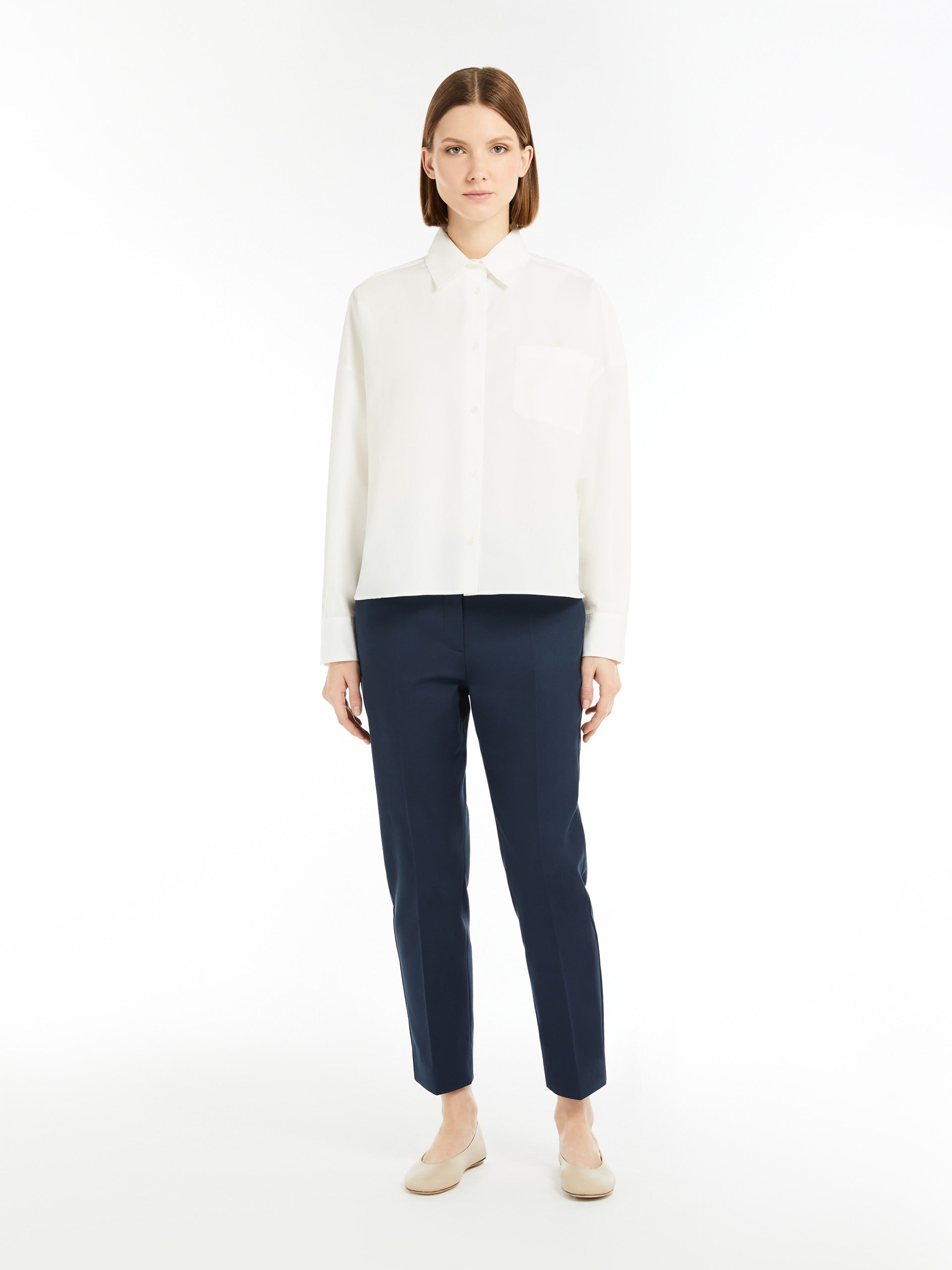 Stretch cotton cigarette trousers