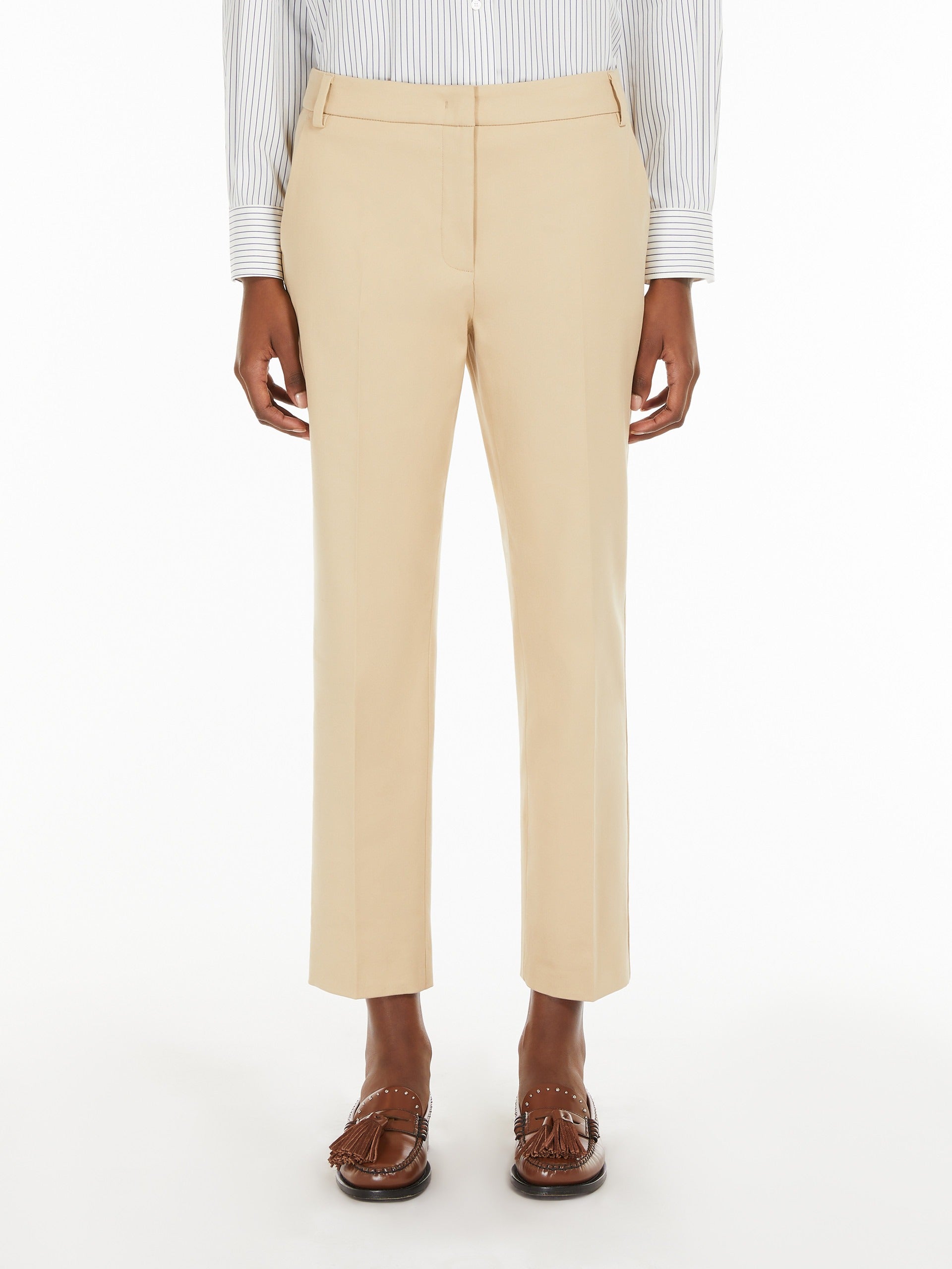 Stretch cotton cigarette trousers