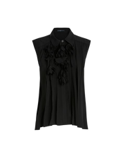 Doodle Black sleeveless shirt in viscose with floral appliqué