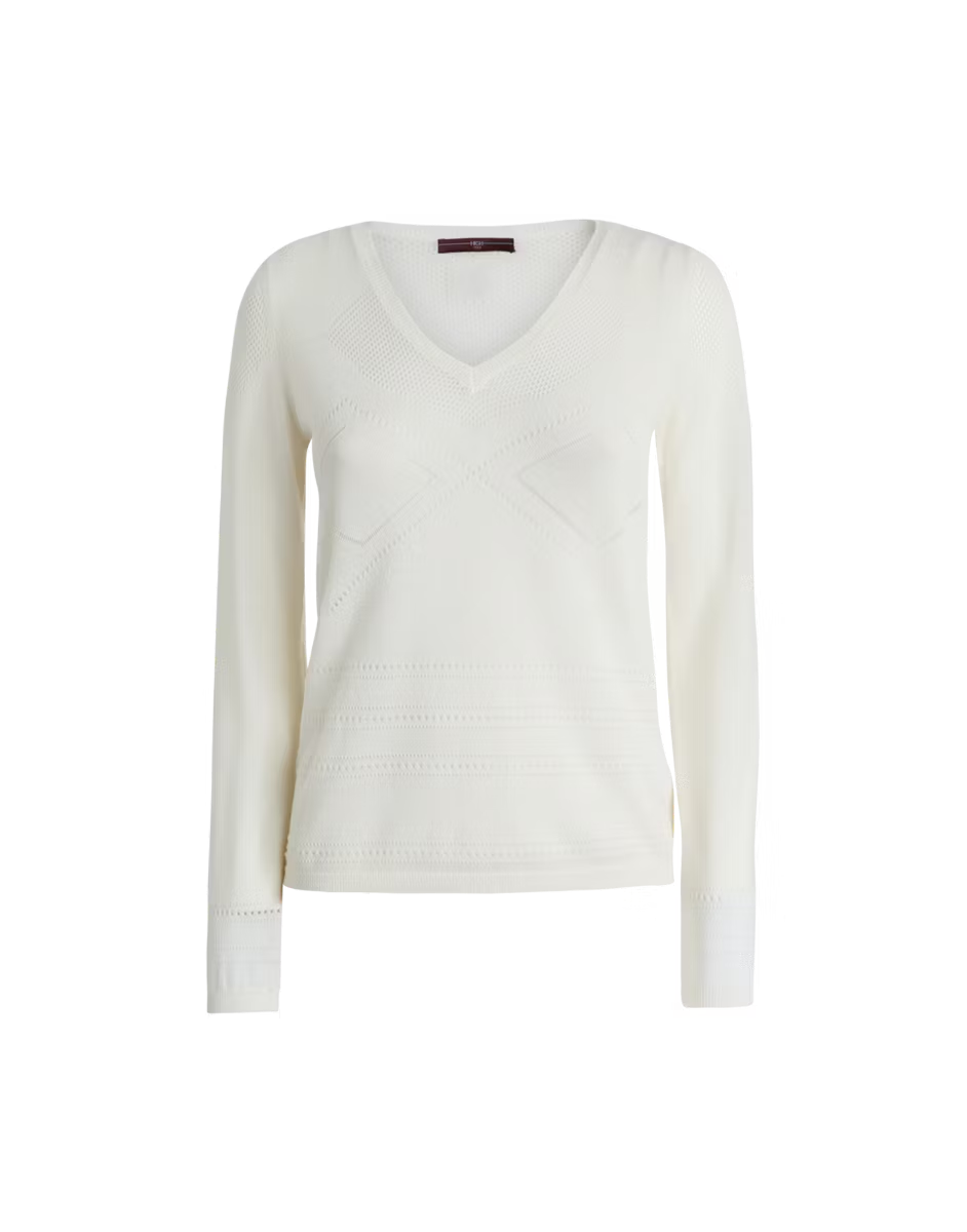 Droll White wool-blend sweater with openwork pattern