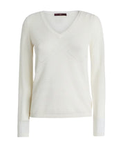 High Everyday Couture Droll White Wool-Blend Sweater with Openwork Pattern