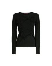 Phoenix Black wool-blend sweater with front ruching