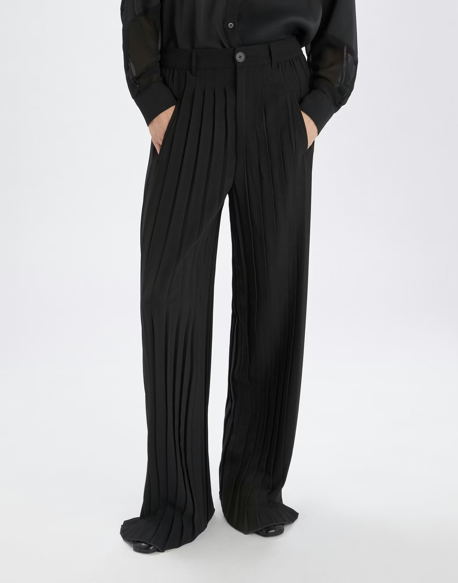 Drew Black  pants with pleating