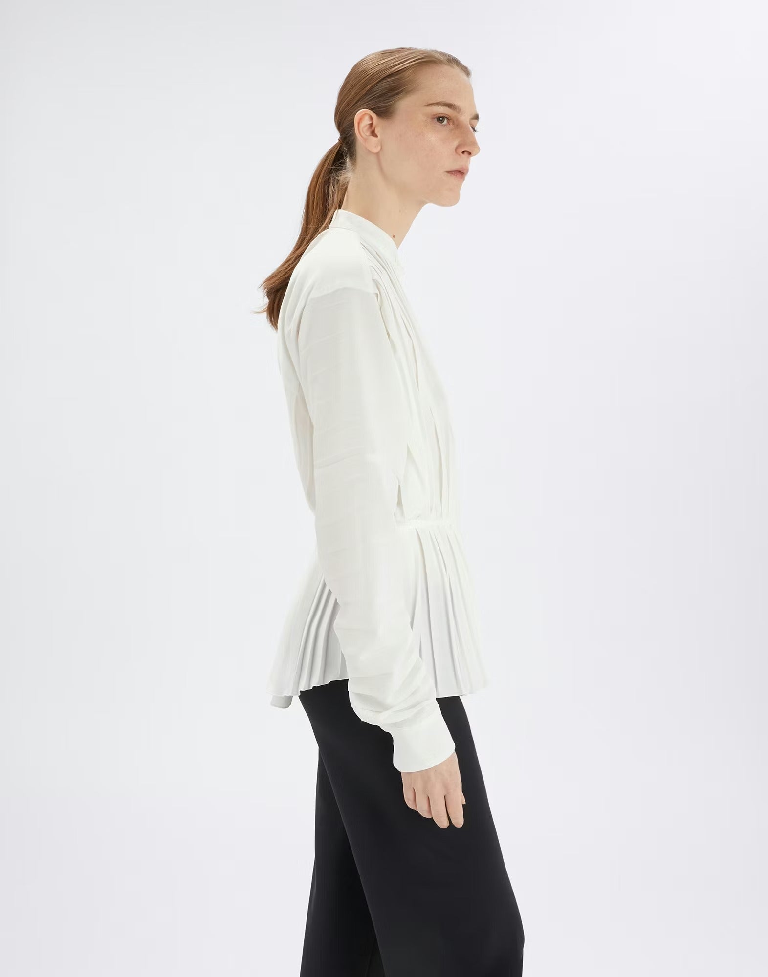 Slim Off-White Pleated Shirt